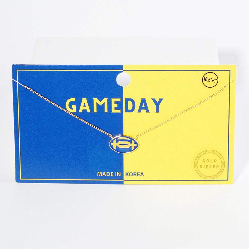 Gold Dipped Gameday Enamel Football Pendant Necklace - Madeline Love - Flyclothing LLC