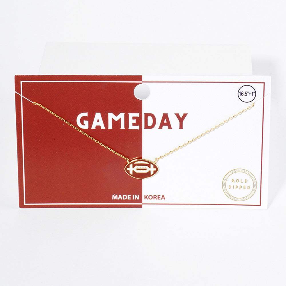 Gold Dipped Gameday Enamel Football Pendant Necklace - Madeline Love - Flyclothing LLC