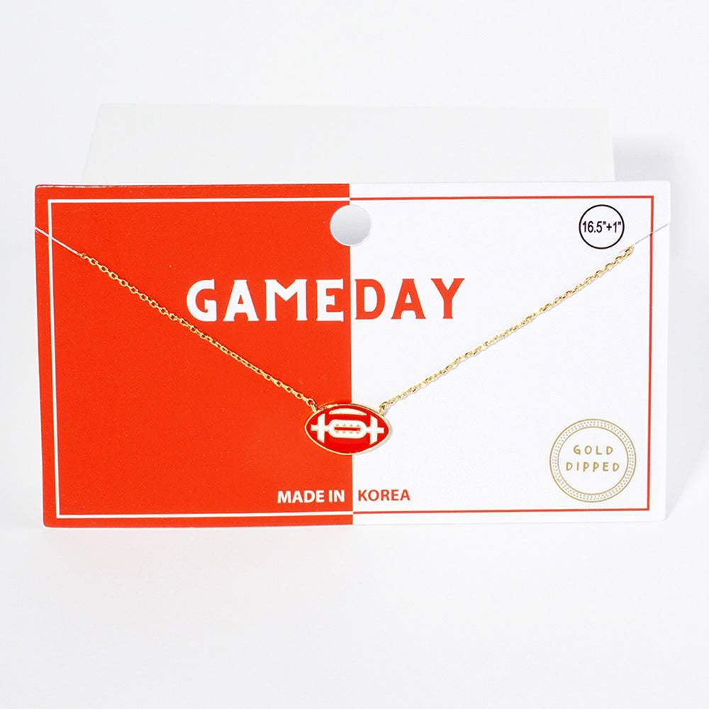 Gold Dipped Gameday Enamel Football Pendant Necklace - Madeline Love - Flyclothing LLC
