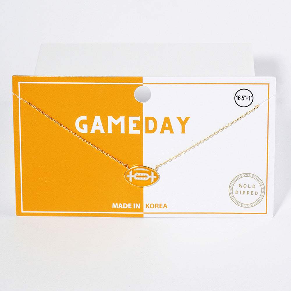 Gold Dipped Gameday Enamel Football Pendant Necklace - Madeline Love - Flyclothing LLC