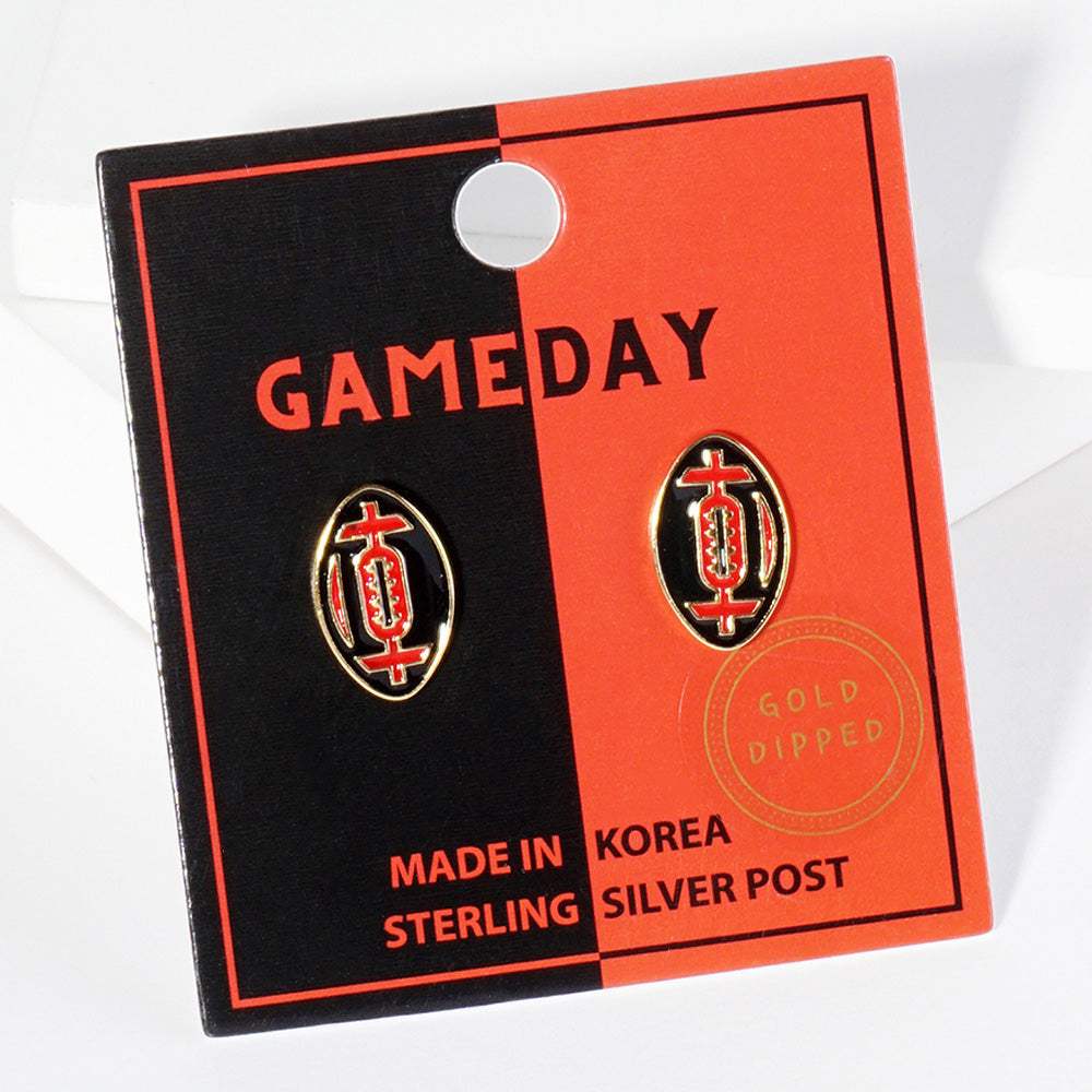 Gold Dipped GAMEDAY Football Stud Earrings - Madeline Love - Flyclothing LLC