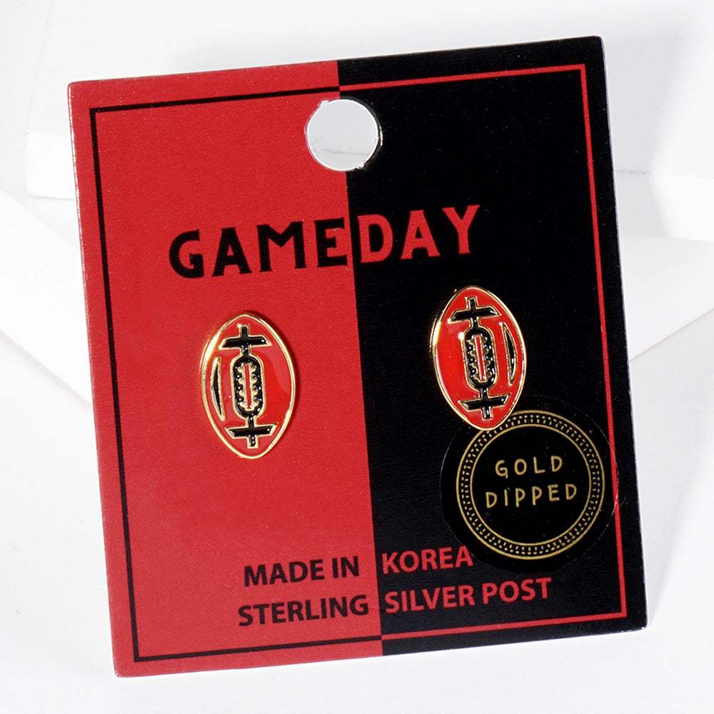 Gold Dipped GAMEDAY Football Stud Earrings - Madeline Love - Flyclothing LLC