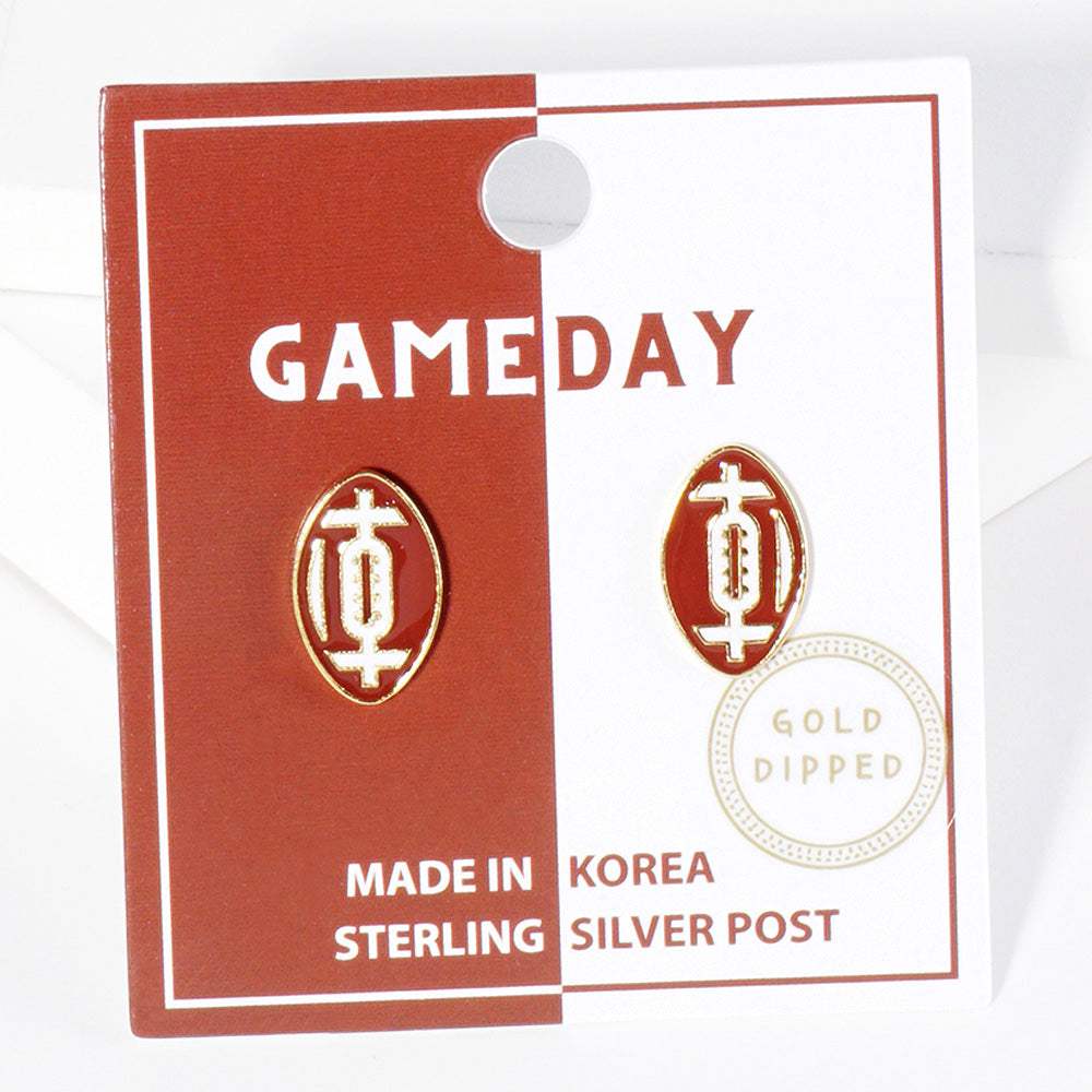 Gold Dipped GAMEDAY Football Stud Earrings - Madeline Love - Flyclothing LLC