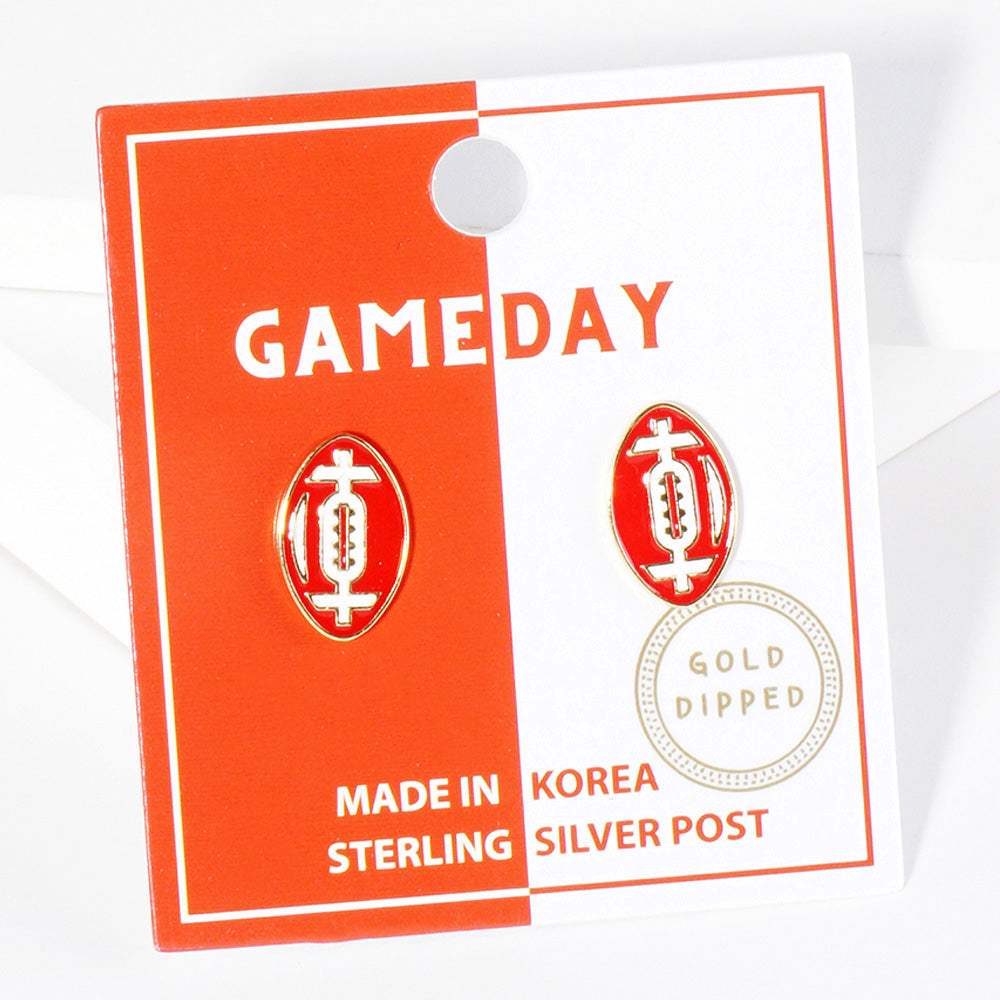 Gold Dipped GAMEDAY Football Stud Earrings - Madeline Love - Flyclothing LLC