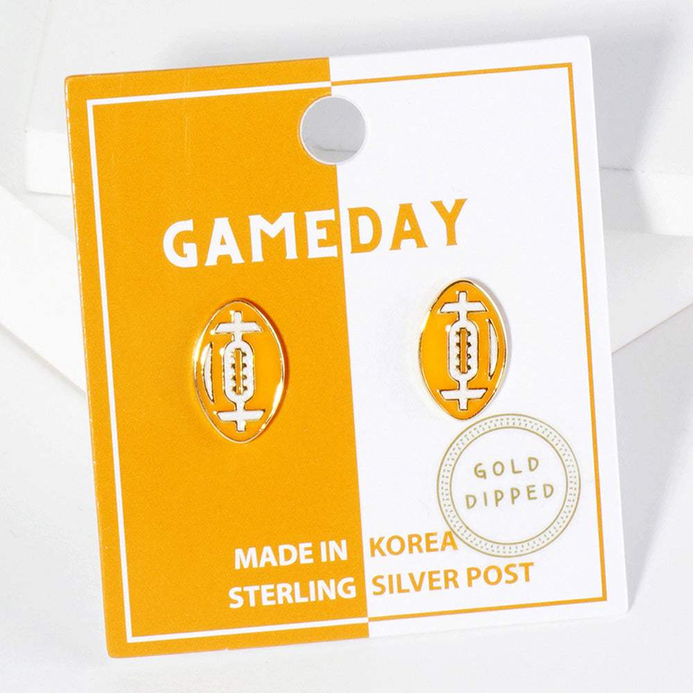 Gold Dipped GAMEDAY Football Stud Earrings - Madeline Love - Flyclothing LLC