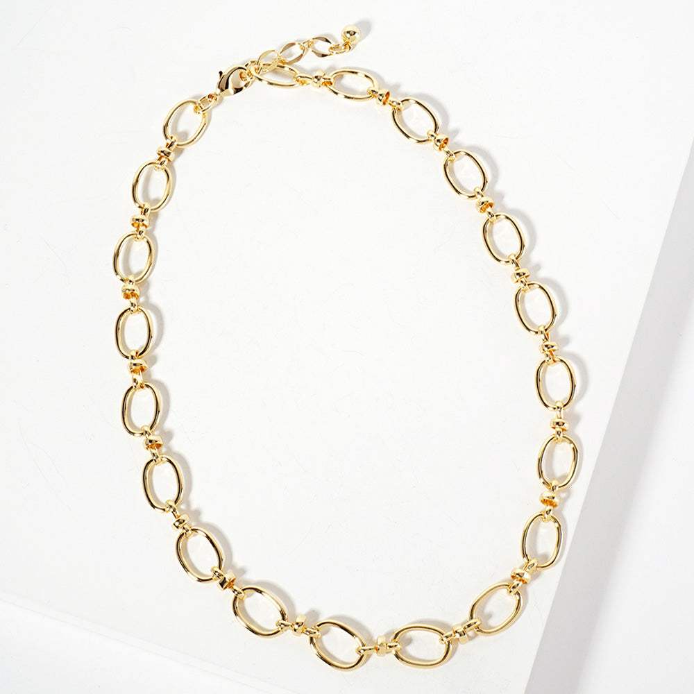 Gold Dipped Oval Link Chain Necklace - Madeline Love - Flyclothing LLC