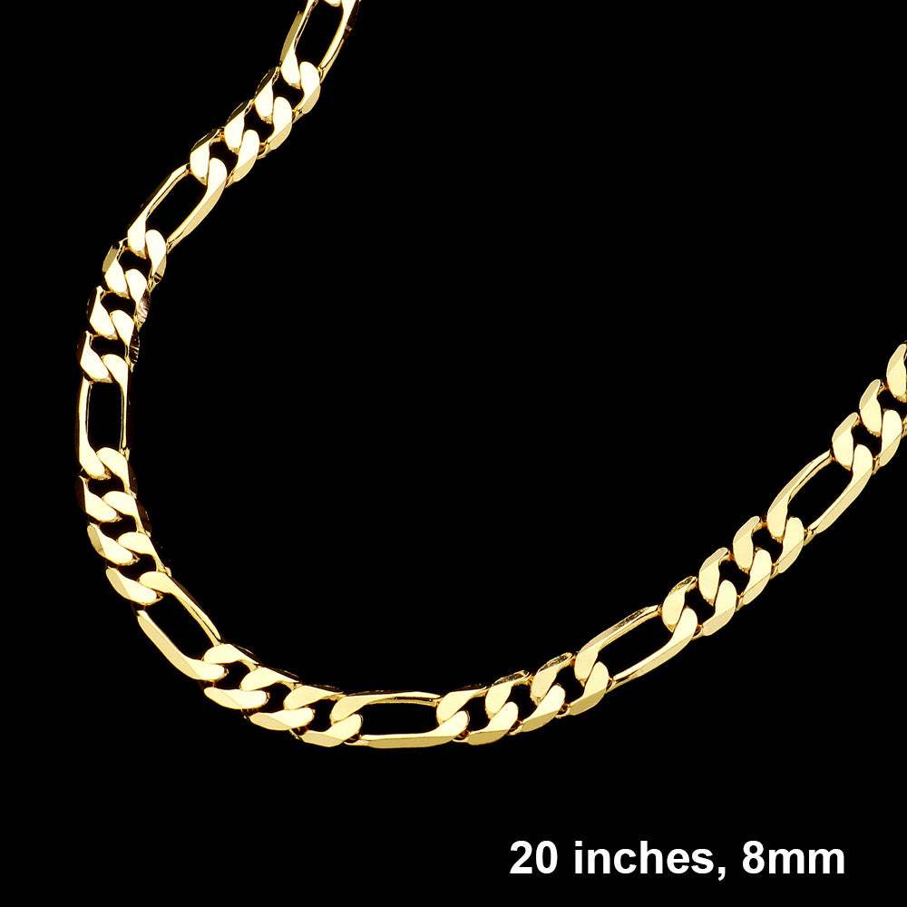 Gold Plated 20 Inch 8mm Figaro Metal Chain Necklace - Madeline Love - Flyclothing LLC