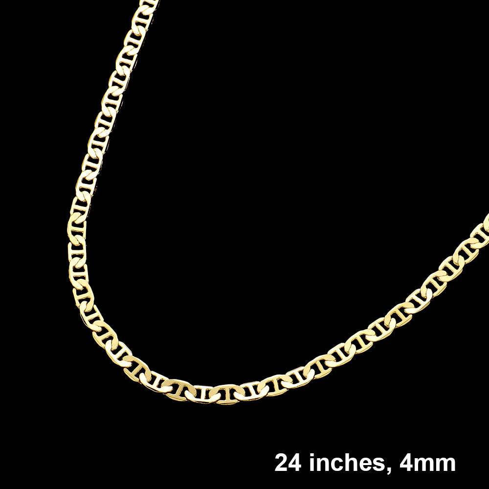 Gold Plated 24 Inch 4mm Mariner Metal Chain Necklace - Madeline Love - Flyclothing LLC