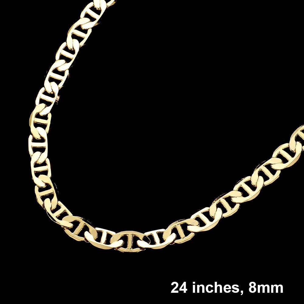 Gold Plated 24 Inch 8mm Mariner Metal Chain Necklace - Madeline Love - Flyclothing LLC