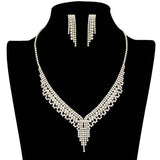 Sparkling Rhinestone Pave Necklace Earring Set - Madeline Love - Flyclothing LLC