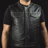 The Club Cut Men's Motorcycle Leather Vest, Multiple Color Options - First Manufacturing Company - Flyclothing LLC