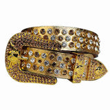 Antique Gold Strap With Red & Transparent Studded Rhinestone Belt - Rhinestone Belt Store - Flyclothing LLC