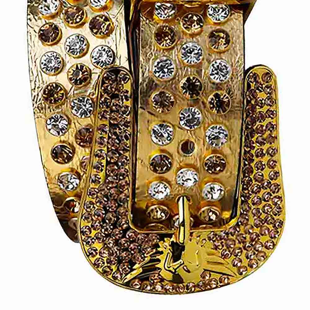 Antique Gold Strap With Red & Transparent Studded Rhinestone Belt - Rhinestone Belt Store - Flyclothing LLC