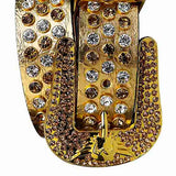 Antique Gold Strap With Red & Transparent Studded Rhinestone Belt - Rhinestone Belt Store - Flyclothing LLC