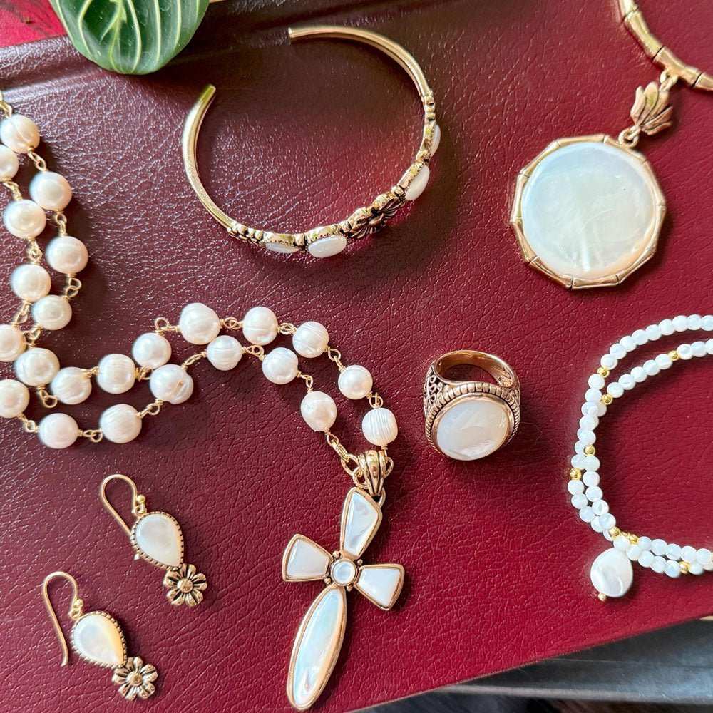 Las Cruces White Pearl Cross Pendant Necklace - Barse Jewelry - Flyclothing LLC