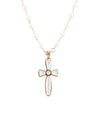 Las Cruces White Pearl Cross Pendant Necklace - Barse Jewelry