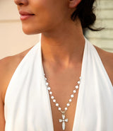 Las Cruces White Pearl Cross Pendant Necklace - Barse Jewelry - Flyclothing LLC