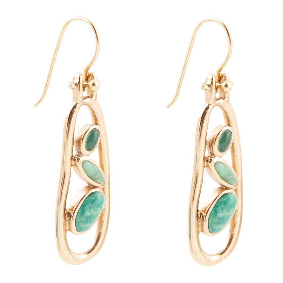Golden Drop Green Stones Earrings - Barse Jewelry - Flyclothing LLC
