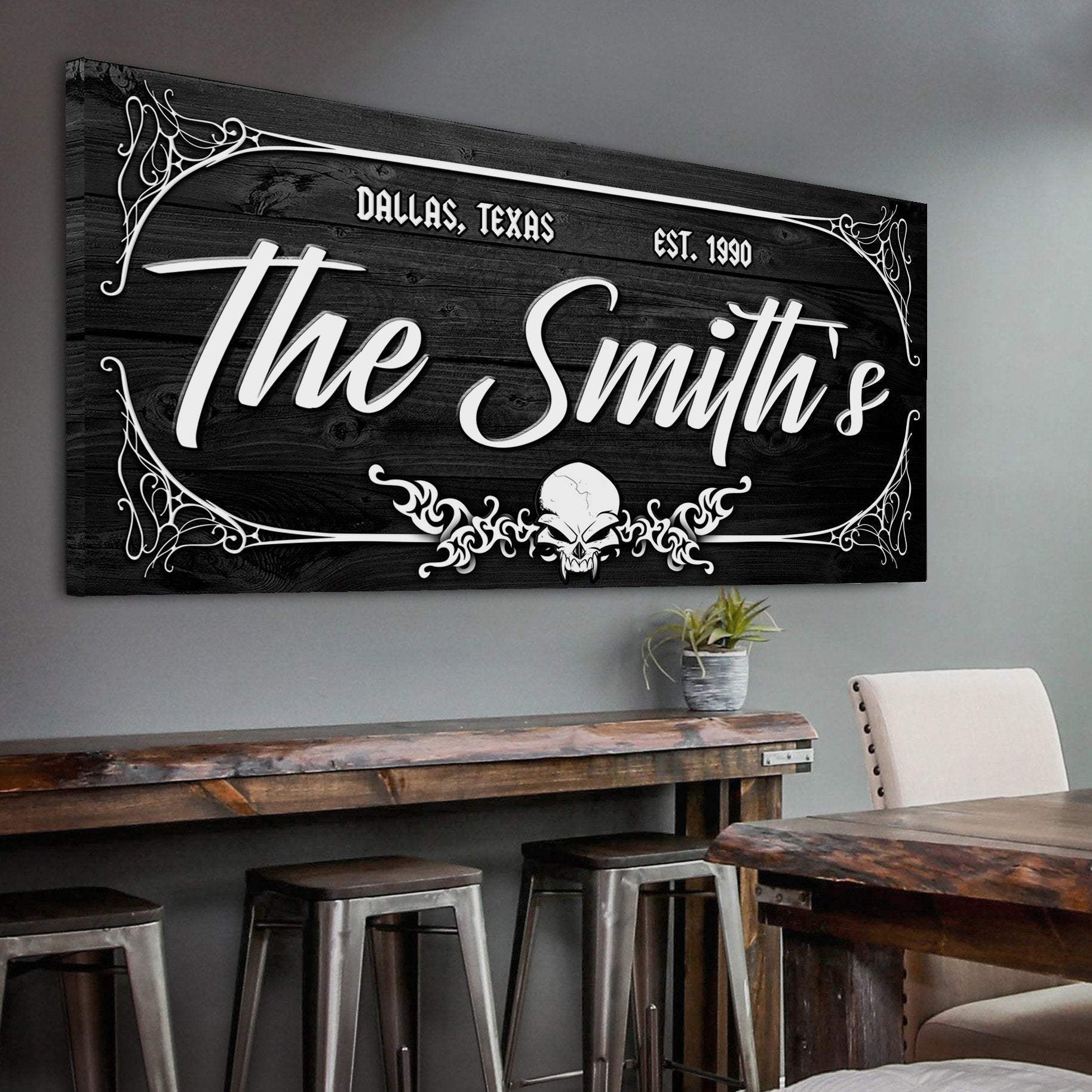 Family Gothic Skull Sign - Customized Modern Gothic Decor For Living Room - Tailored Canvases - Flyclothing LLC