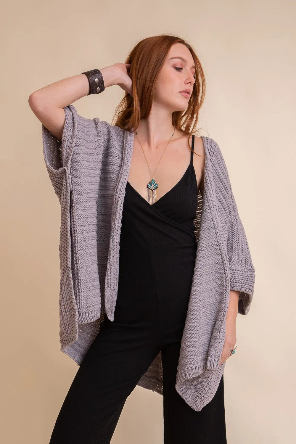 Ridged Rib Knit Ruana – Stylish Layering Wrap - Boho Clothing and Accessories - Flyclothing LLC