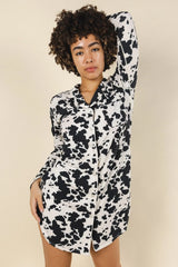 The Graze Escape | Cow Hide SleepDeep™ Long Sleeve Pajama Dress - Shinesty - Flyclothing LLC