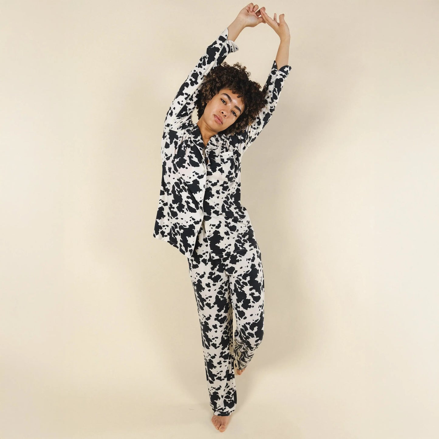 The Graze Escape | Cow Hide SleepDeep™ Women’s Long Sleeve Pajama Set - Shinesty - Flyclothing LLC