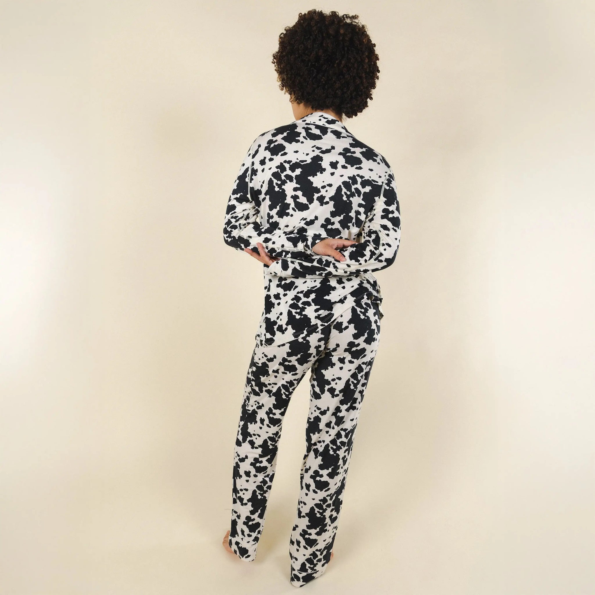 The Graze Escape | Cow Hide SleepDeep™ Women’s Long Sleeve Pajama Set - Shinesty - Flyclothing LLC