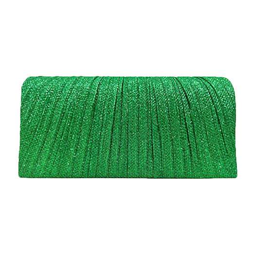 Pleated Shimmery Evening Clutch Crossbody Bag - Madeline Love - Flyclothing LLC