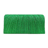 Pleated Shimmery Evening Clutch Crossbody Bag - Madeline Love - Flyclothing LLC