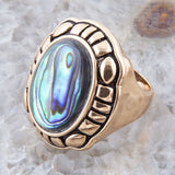 Green Abalone Golden Statement Ring - Barse Jewelry