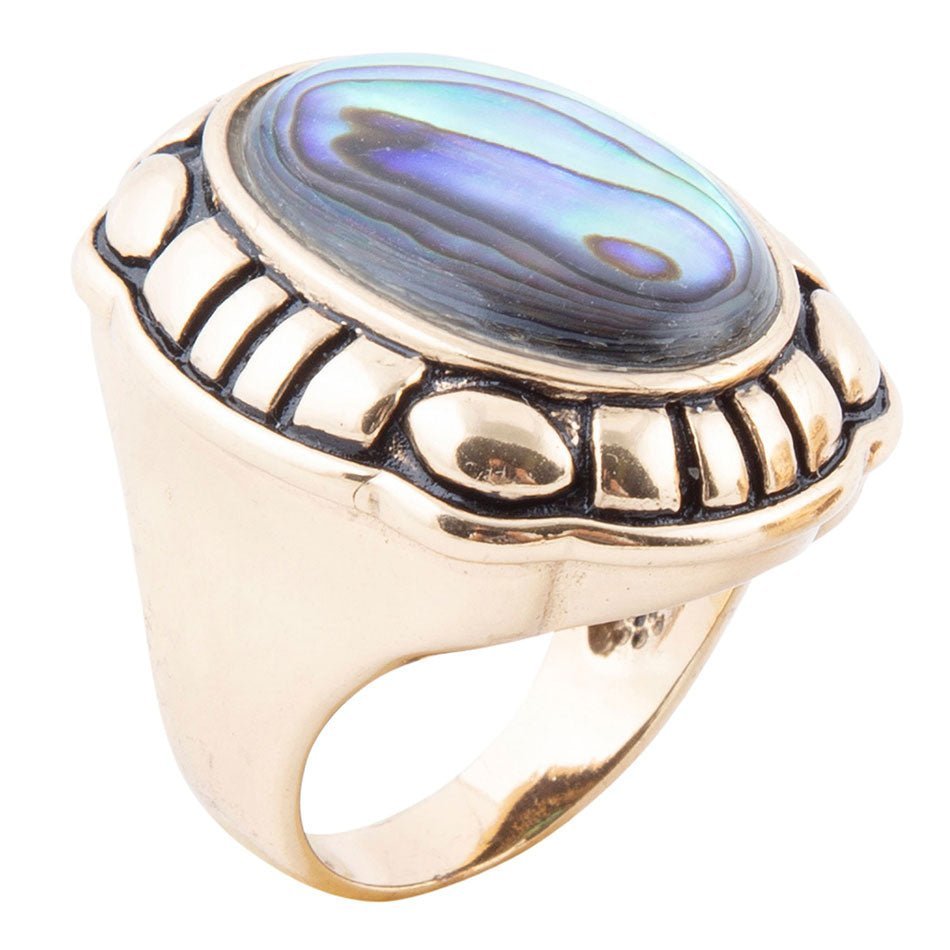 Green Abalone Golden Statement Ring - Barse Jewelry