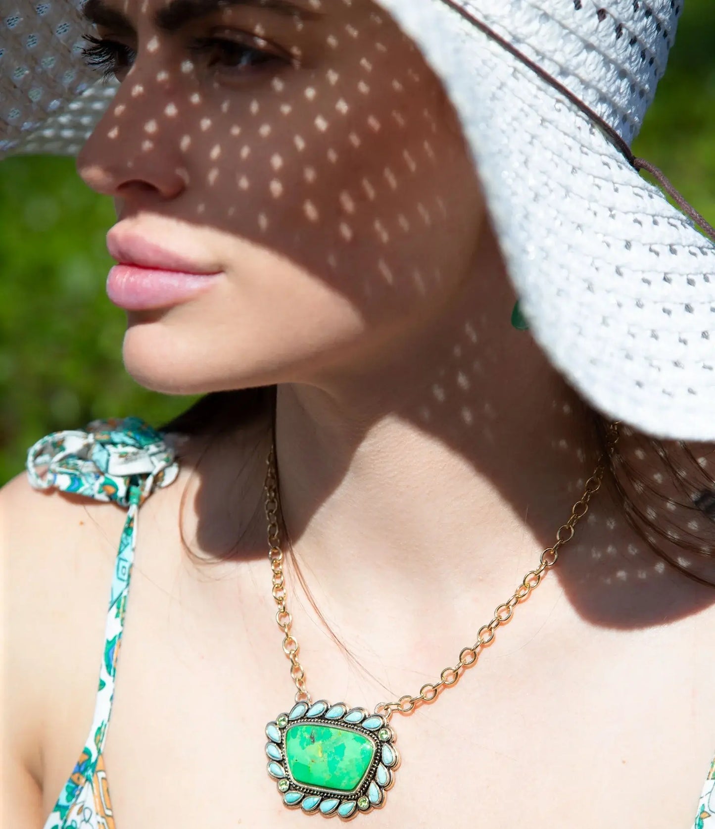 Legacy Lime Green and Blue Turquoise Golden Pendant Necklace - Barse Jewelry - Flyclothing LLC