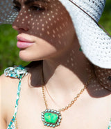 Legacy Lime Green and Blue Turquoise Golden Pendant Necklace - Barse Jewelry - Flyclothing LLC