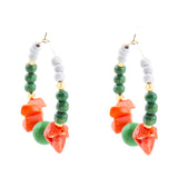Green and Orange Coral Golden Hoop Earrings - Barse Jewelry