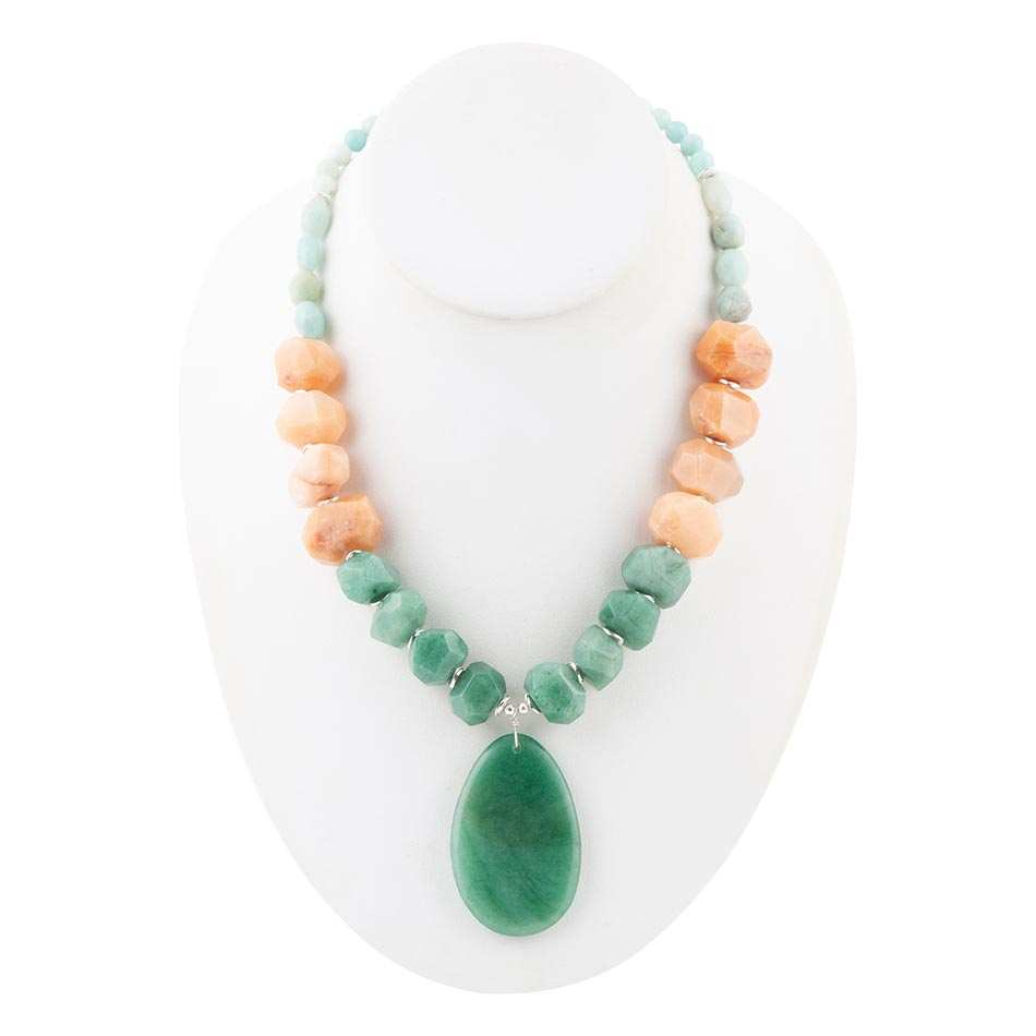 Green Aventurine Bold Pendant Necklace - Barse Jewelry - Flyclothing LLC