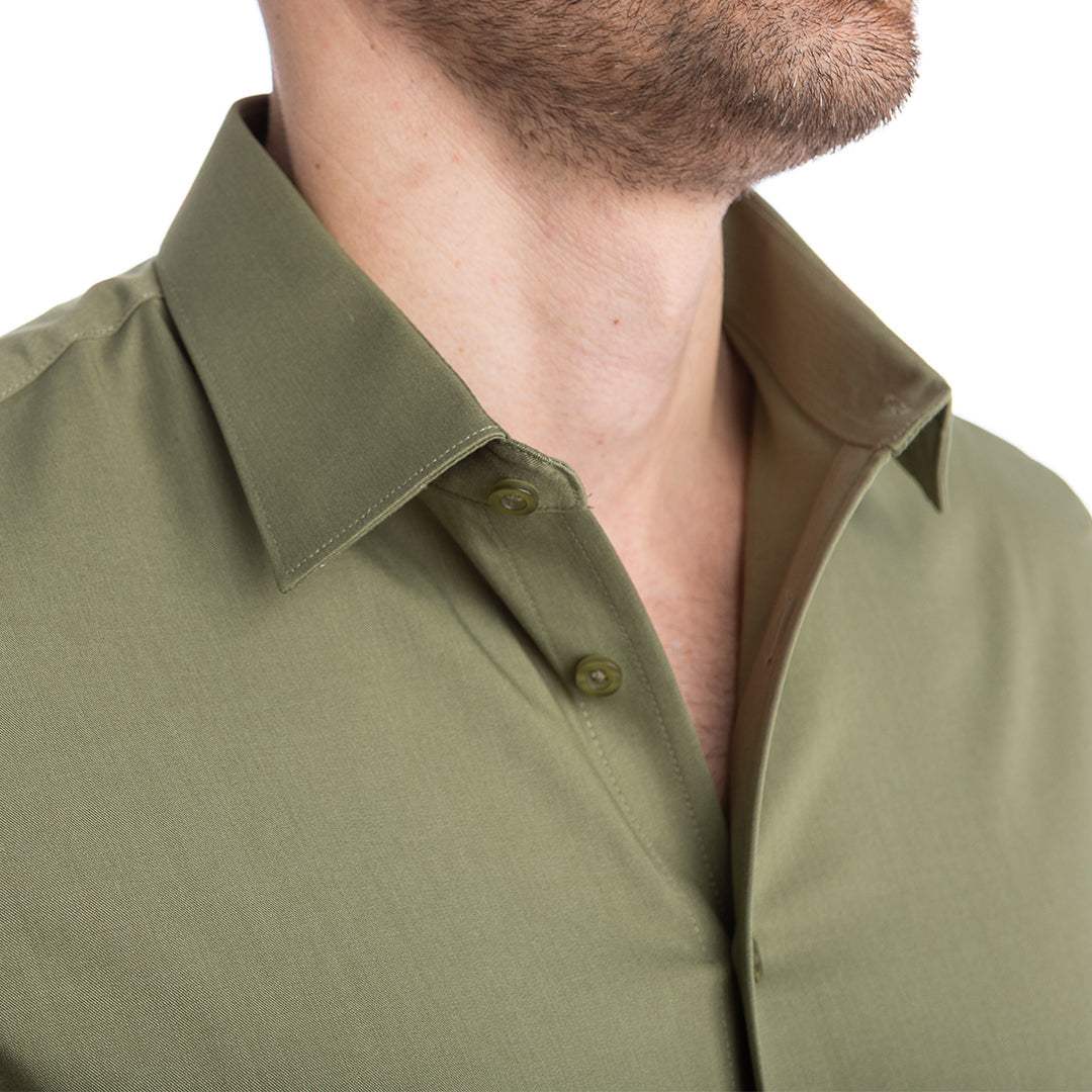 goTIELESS Ultimate Dress Shirt (Army Green) - Million Dollar Collar - Flyclothing LLC