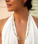 Green Jade and Pink Sunstone Golden Necklace - Barse Jewelry - Flyclothing LLC