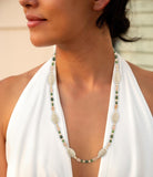 Green Jade and Pink Sunstone Golden Necklace - Barse Jewelry