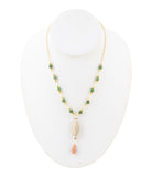 Green Jade and White Golden Pendant Necklace