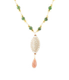 Green Jade and White Golden Pendant Necklace