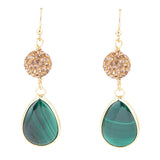 Jeweled Green Malachite Golden Drop Earrings - Barse Jewelry