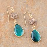 Jeweled Green Malachite Golden Drop Earrings - Barse Jewelry