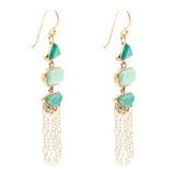 Green Multi Stone Golden Drop Earrings - Barse Jewelry - Flyclothing LLC