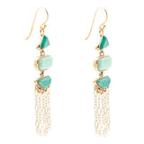 Green Multi Stone Golden Drop Earrings - Barse Jewelry