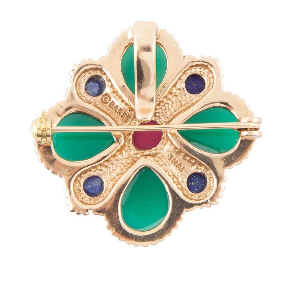 Green Onyx Mixed Stone Golden Brooche - Barse Jewelry - Flyclothing LLC