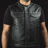 The Club Cut Men's Motorcycle Leather Vest, Multiple Color Options - First Manufacturing Company - Flyclothing LLC
