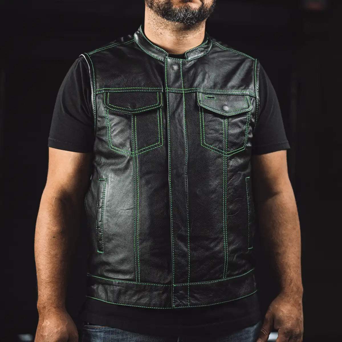 The Cut Men's Motorcycle Leather Vest, Multiple Color Options - First Manufacturing Company - Flyclothing LLC