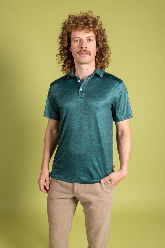 The Green Tea | Golf Holes Topography Men’s Polo - Shinesty