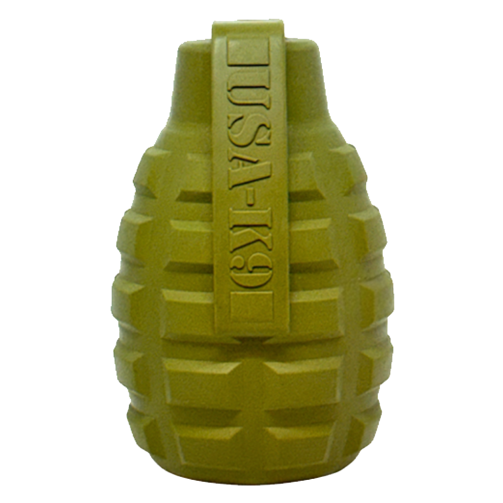 USA-K9 Grenade Shaped eDispenser Durable Dog Chew Toy & Treat Dispenser - Army Green - SodaPup/True Dogs, LLC - Flyclothing LLC