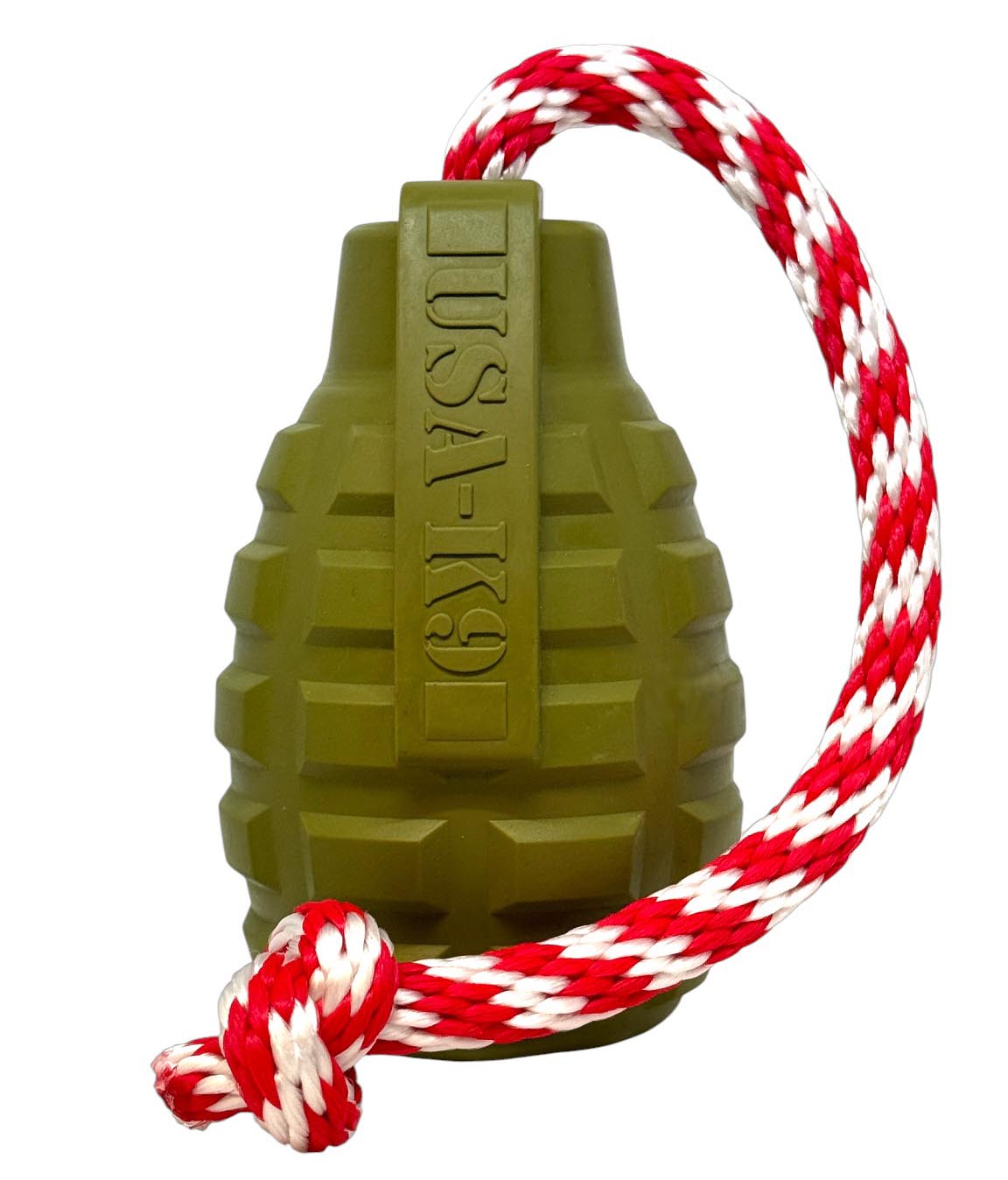 USA-K9 Grenade Shaped Rubber Dog Toy - Chew, Treat Dispenser & Tug Toy | USA - Army Green - SodaPup/True Dogs, LLC - Flyclothing LLC
